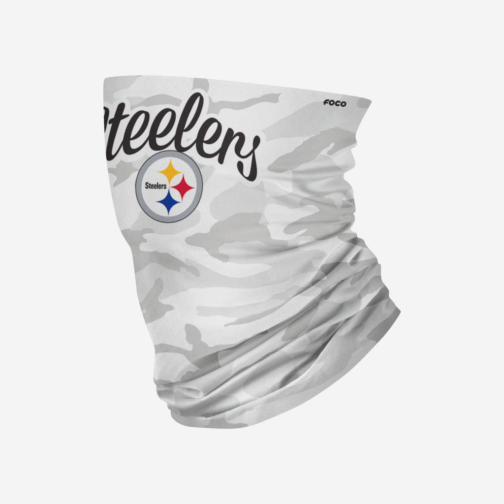 Pittsburgh Steelers Script Camo Gaiter Scarf FOCO - FOCO.com