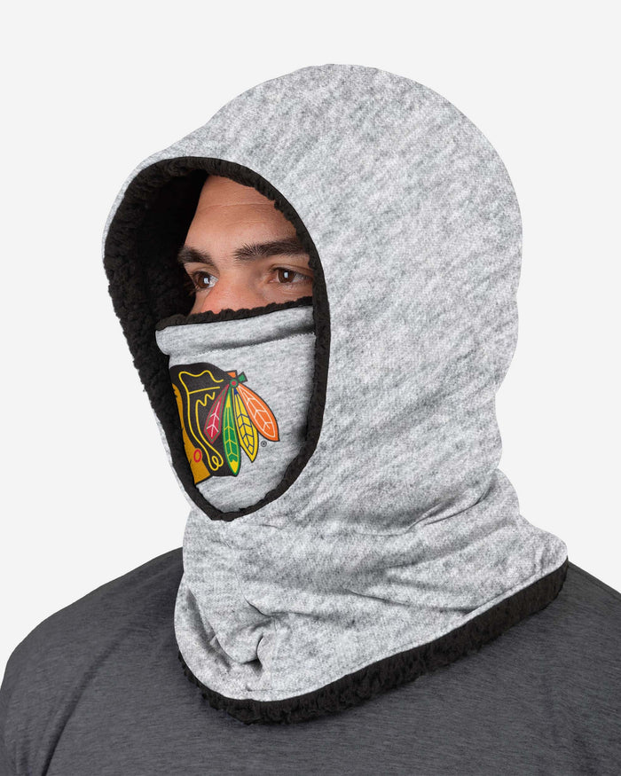 Chicago Blackhawks Heather Grey Big Logo Hooded Gaiter FOCO - FOCO.com