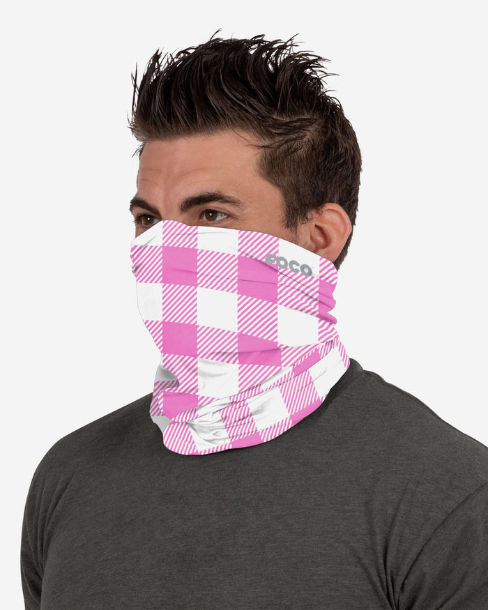 Pink Plaid Polyfleece Gaiter Scarf FOCO - FOCO.com