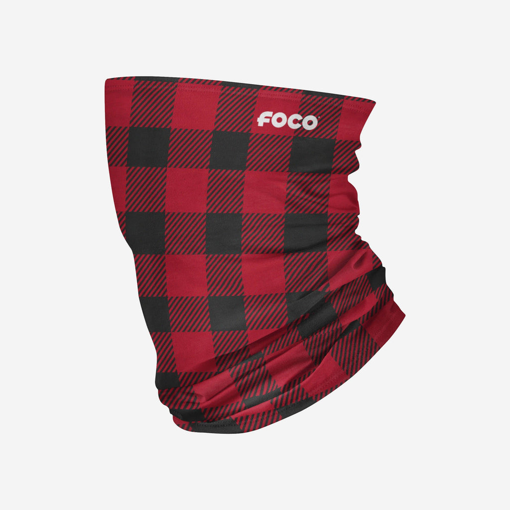 Red Plaid Polyfleece Gaiter Scarf FOCO - FOCO.com