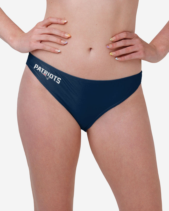 New England Patriots Womens Solid Wordmark Bikini Bottom FOCO S - FOCO.com