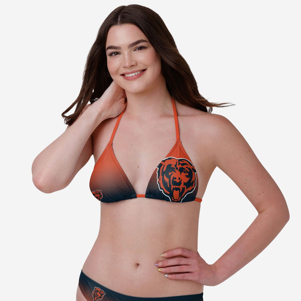 Chicago Bears Womens Gradient Big Logo Bikini Top FOCO - FOCO.com