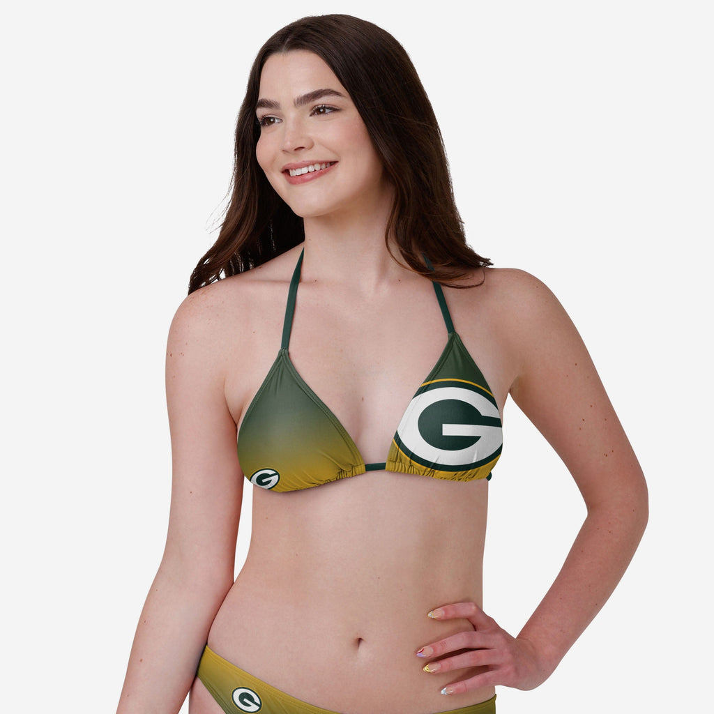 Green Bay Packers Womens Gradient Big Logo Bikini Top FOCO - FOCO.com