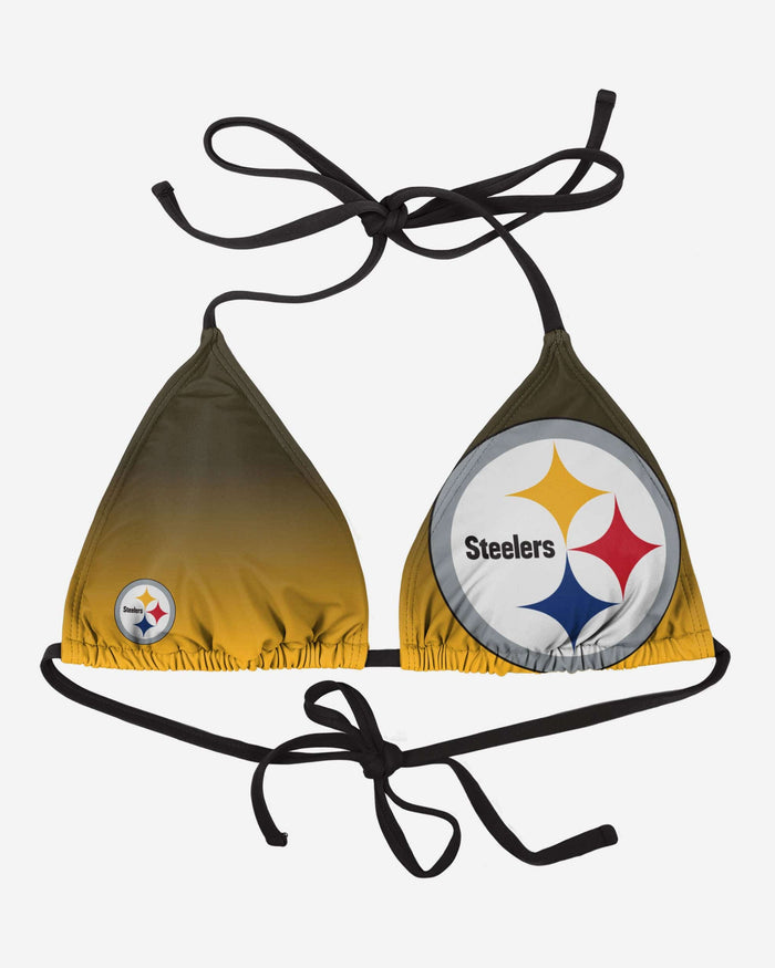 Pittsburgh Steelers Womens Gradient Big Logo Bikini Top FOCO S - FOCO.com