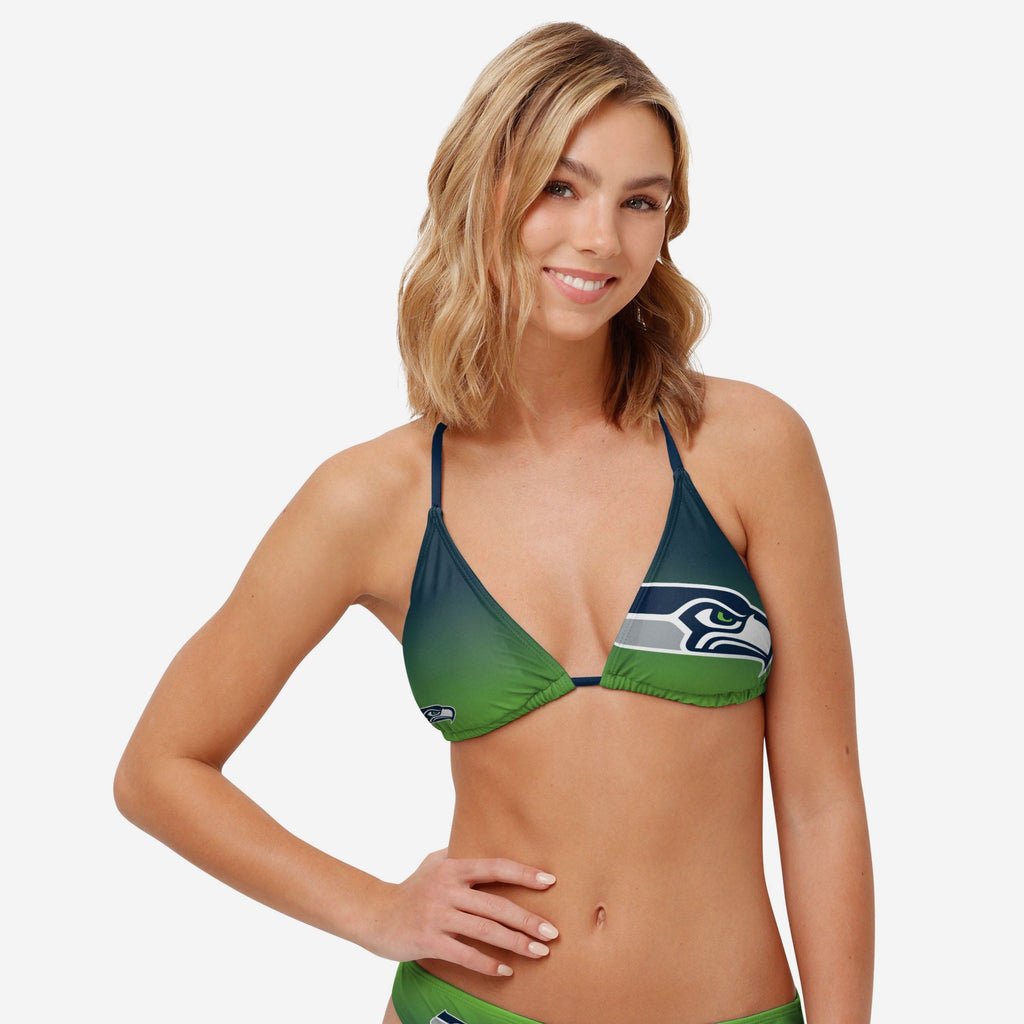 Seattle Seahawks Womens Gradient Big Logo Bikini Top FOCO - FOCO.com