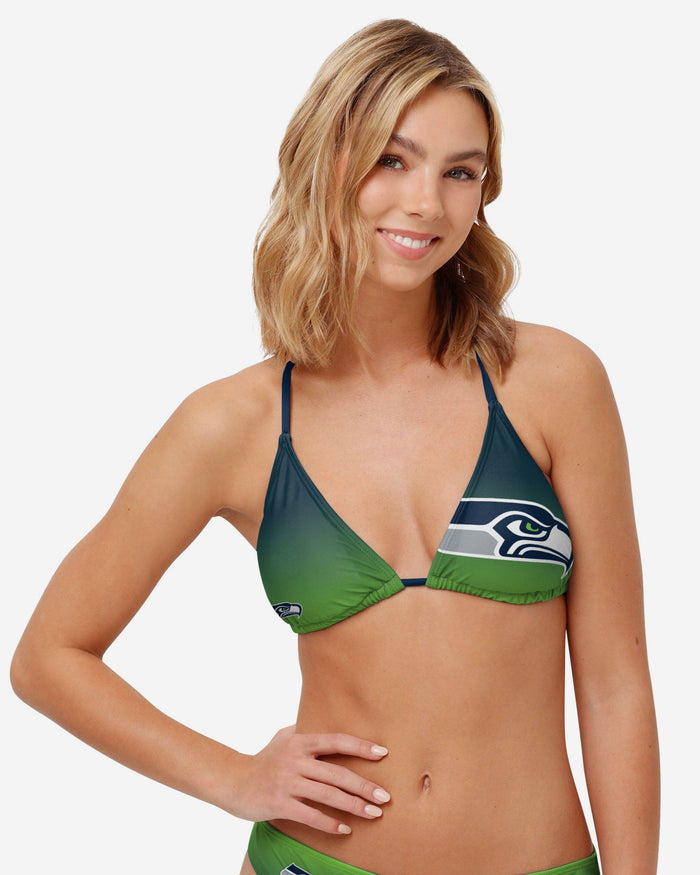 Seattle Seahawks Womens Gradient Big Logo Bikini Top FOCO - FOCO.com