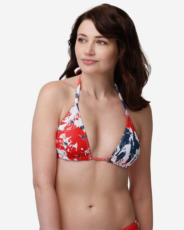 New England Patriots Womens Paint Splash Bikini Top FOCO S - FOCO.com