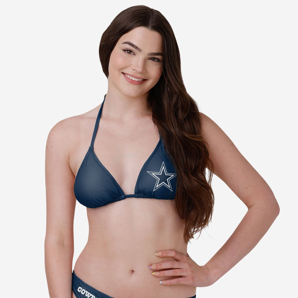 Dallas Cowboys Womens Solid Logo Bikini Top FOCO S - FOCO.com