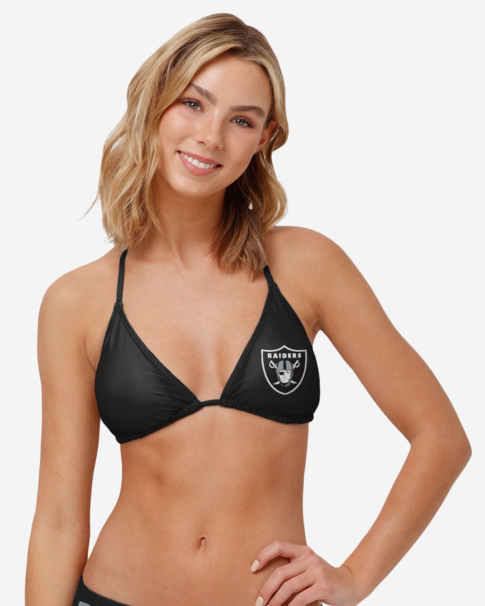 Las Vegas Raiders Womens Solid Logo Bikini Top FOCO S - FOCO.com