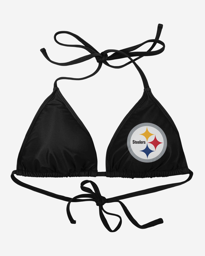 Pittsburgh Steelers Womens Solid Logo Bikini Top FOCO - FOCO.com