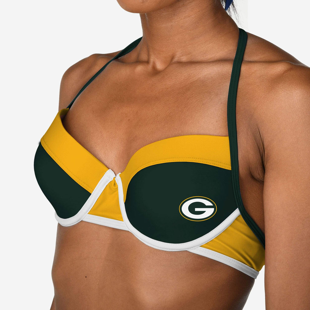 Green Bay Packers Team Logo Bikini Top FOCO - FOCO.com