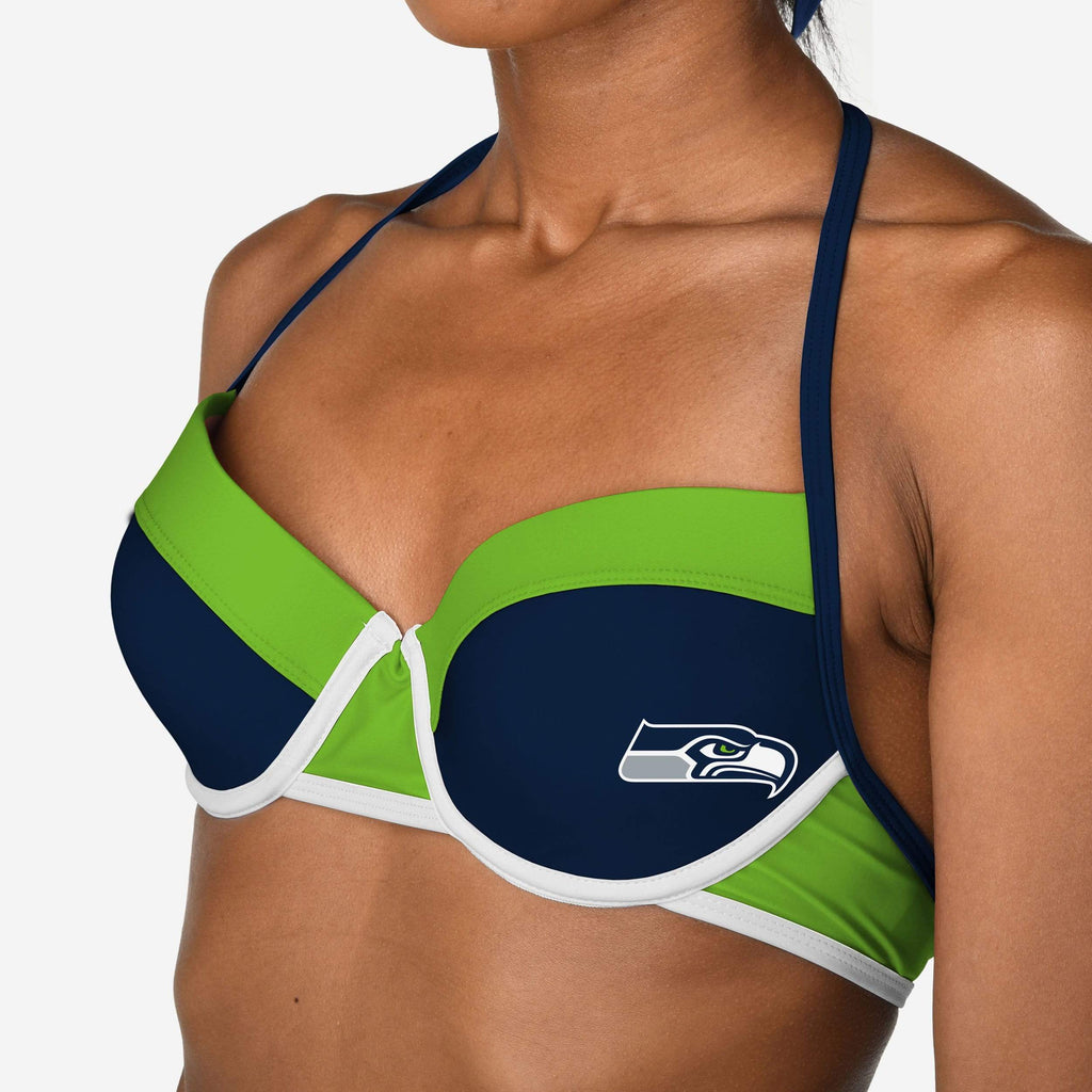 Seattle Seahawks Team Logo Bikini Top FOCO - FOCO.com