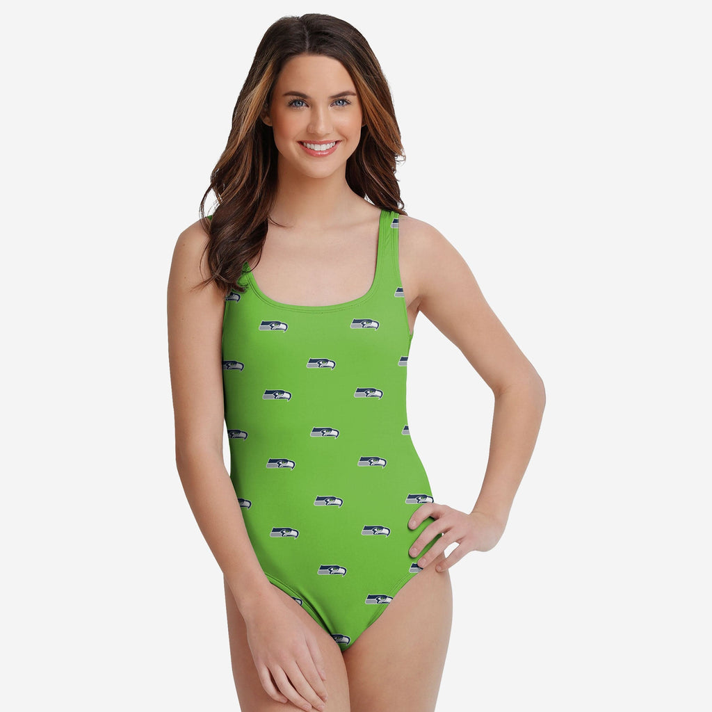 Seattle Seahawks Womens Mini Print One Piece Bathing Suit FOCO S - FOCO.com