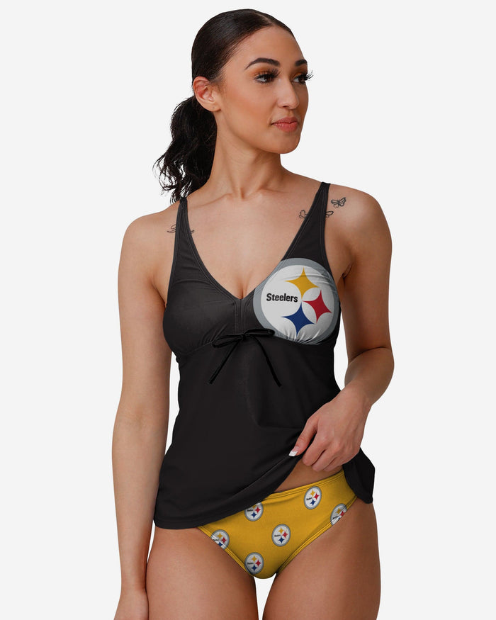 Pittsburgh Steelers Womens Summertime Solid Tankini FOCO S - FOCO.com