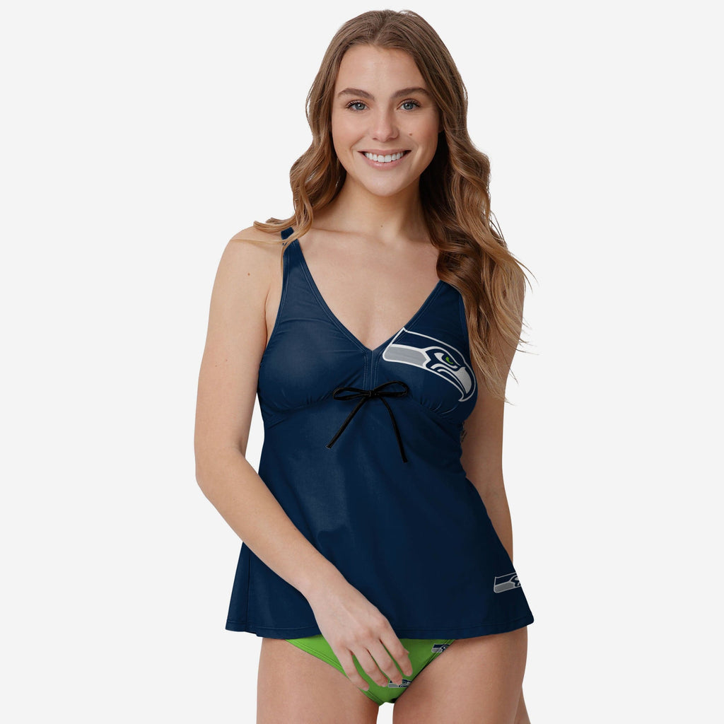 Seattle Seahawks Womens Summertime Solid Tankini FOCO S - FOCO.com