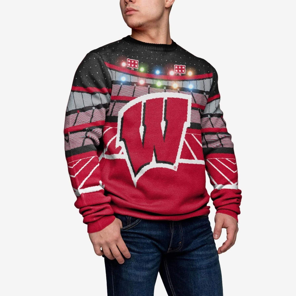 Wisconsin Badgers Light Up Bluetooth Sweater FOCO S - FOCO.com