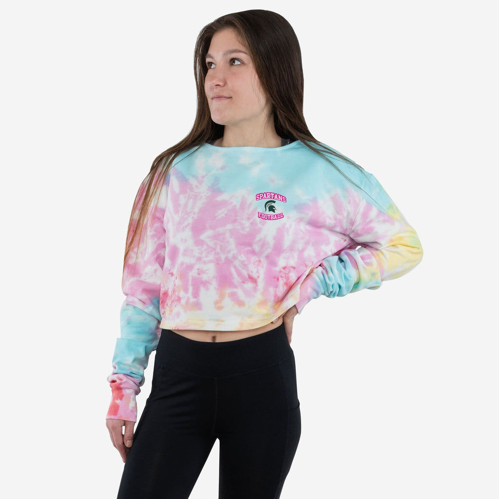 Michigan State Spartans Womens Pastel Tie-Dye Blast Cropped Sweater FOCO S - FOCO.com