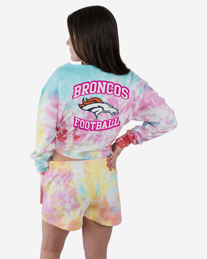 Denver Broncos Womens Pastel Tie-Dye Blast Cropped Sweater FOCO - FOCO.com