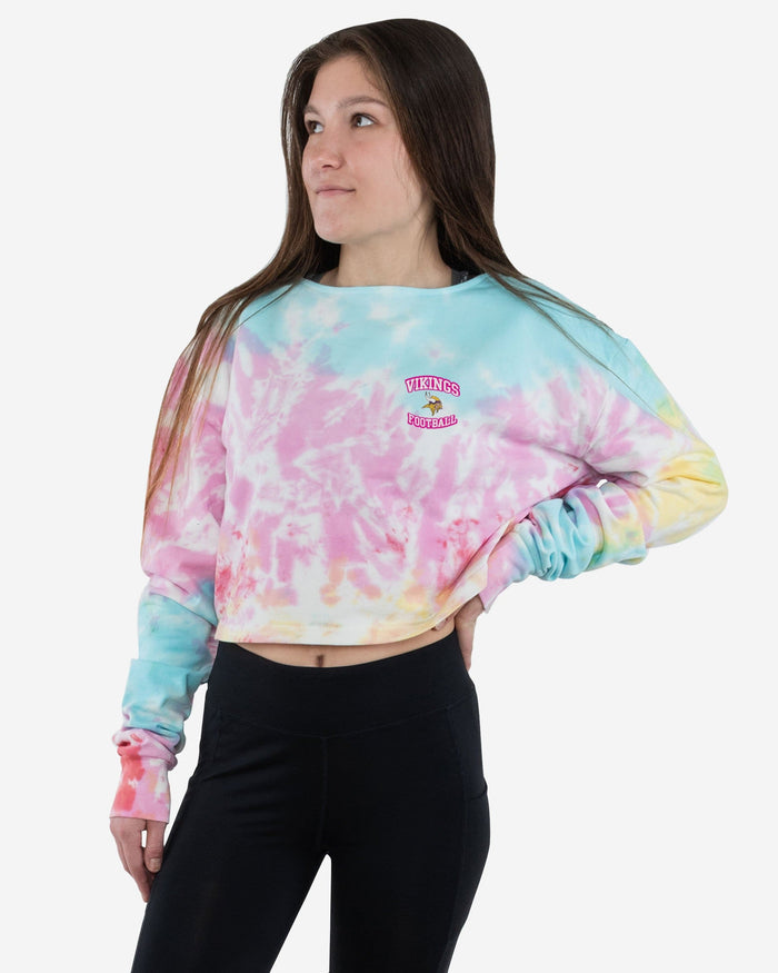 Minnesota Vikings Womens Pastel Tie-Dye Blast Cropped Sweater FOCO S - FOCO.com