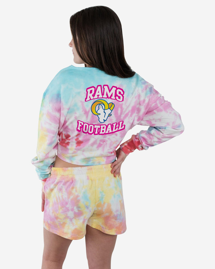 Los Angeles Rams Womens Pastel Tie-Dye Blast Cropped Sweater FOCO - FOCO.com