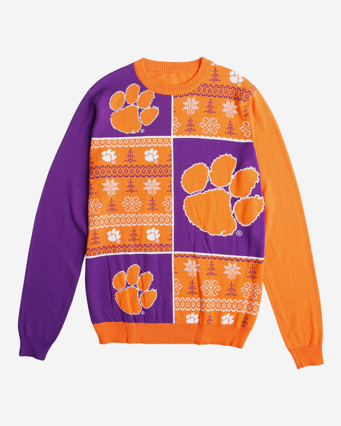 Clemson Tigers Busy Block Snowfall Sweater FOCO - FOCO.com