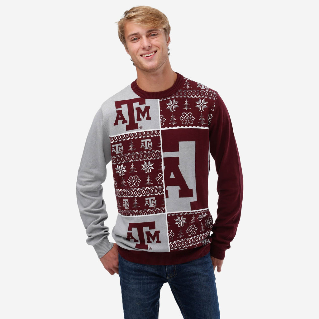 Texas A&M Aggies Busy Block Snowfall Sweater FOCO S - FOCO.com