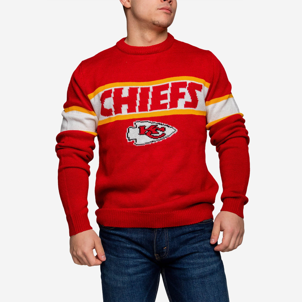 Kansas City Chiefs Vintage Stripe Sweater FOCO - FOCO.com