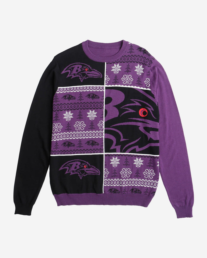 Baltimore Ravens Busy Block Snowfall Sweater FOCO - FOCO.com