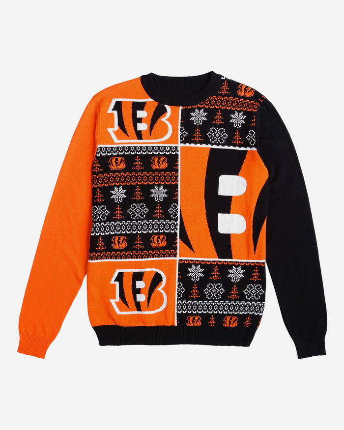 Cincinnati Bengals Busy Block Snowfall Sweater FOCO - FOCO.com