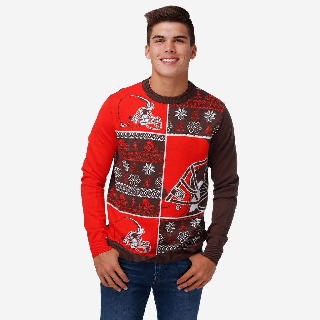 Cleveland Browns Busy Block Snowfall Sweater FOCO S - FOCO.com