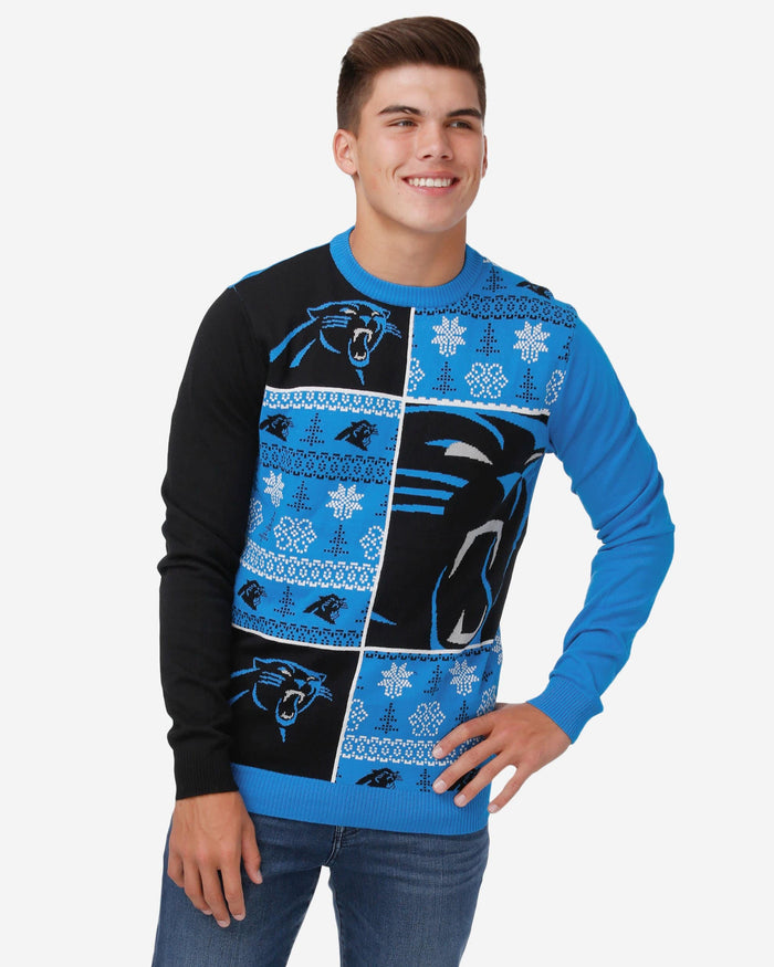Carolina Panthers Busy Block Snowfall Sweater FOCO S - FOCO.com