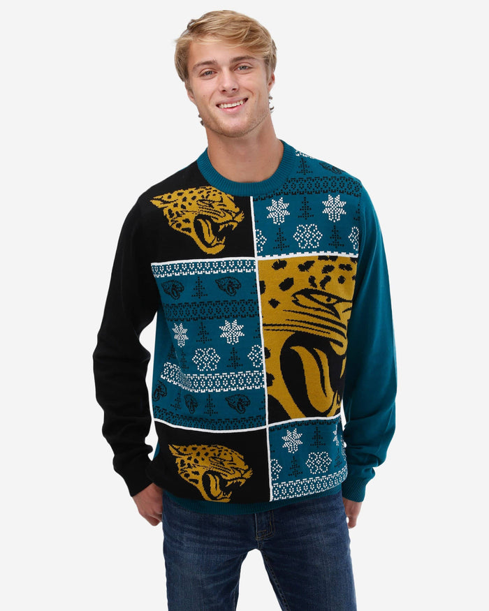 Jacksonville Jaguars Busy Block Snowfall Sweater FOCO S - FOCO.com