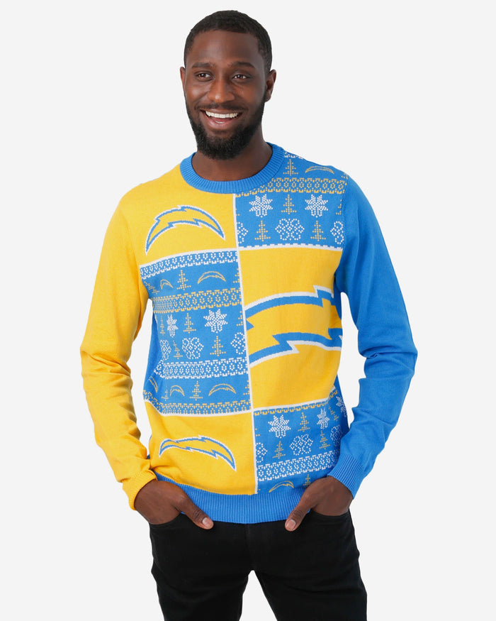 Los Angeles Chargers Busy Block Snowfall Sweater FOCO S - FOCO.com