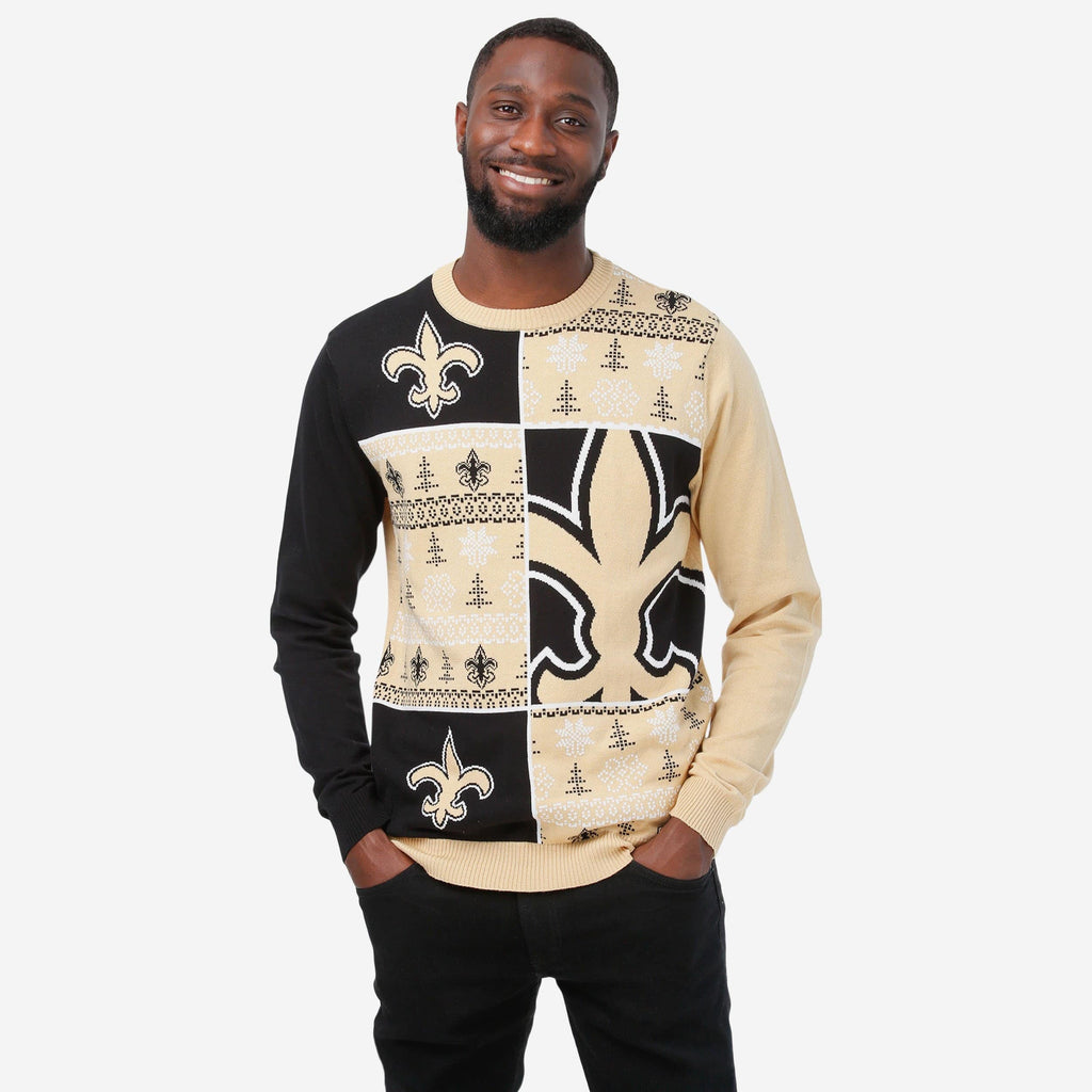 New Orleans Saints Busy Block Snowfall Sweater FOCO S - FOCO.com