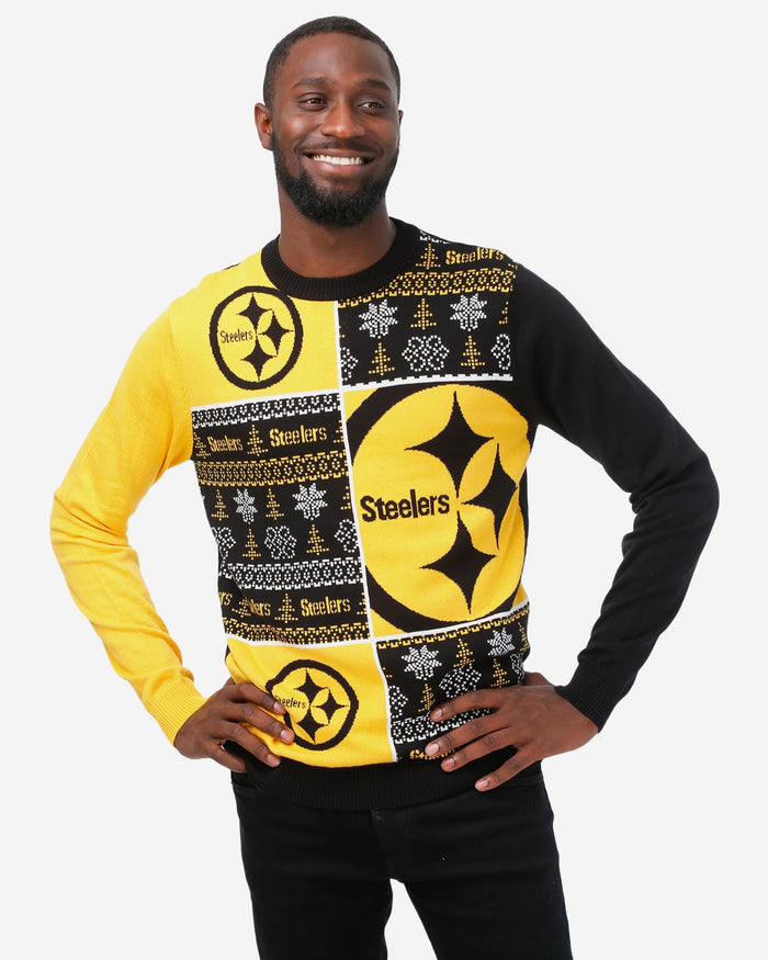 Pittsburgh Steelers Busy Block Snowfall Sweater FOCO S - FOCO.com