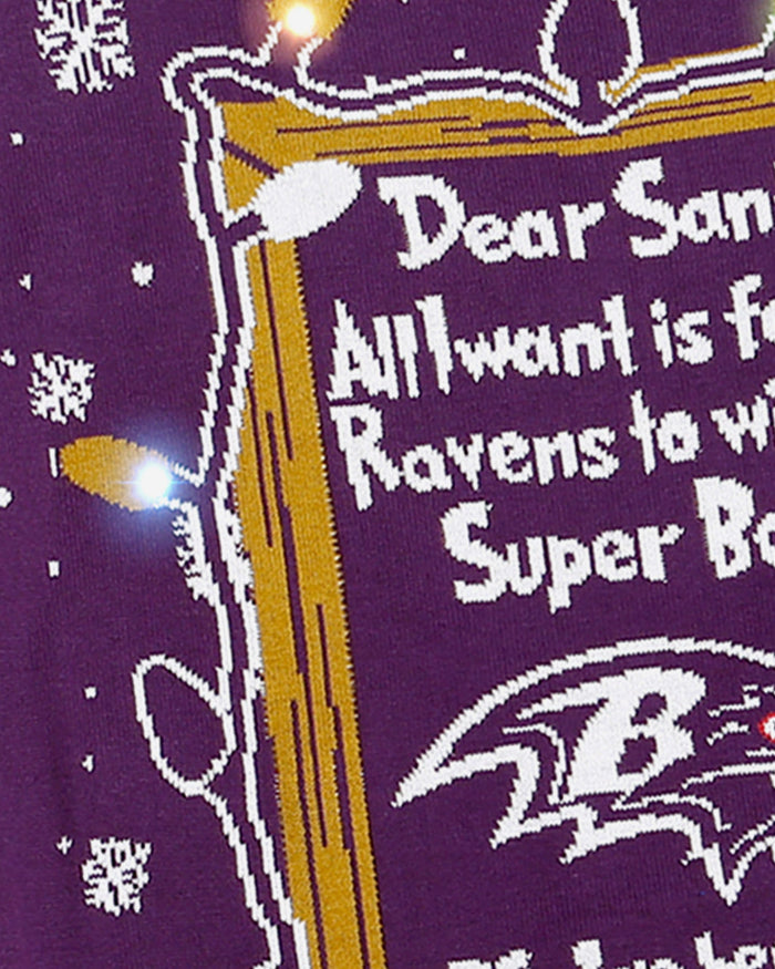 Baltimore Ravens Dear Santa Light Up Sweater FOCO - FOCO.com