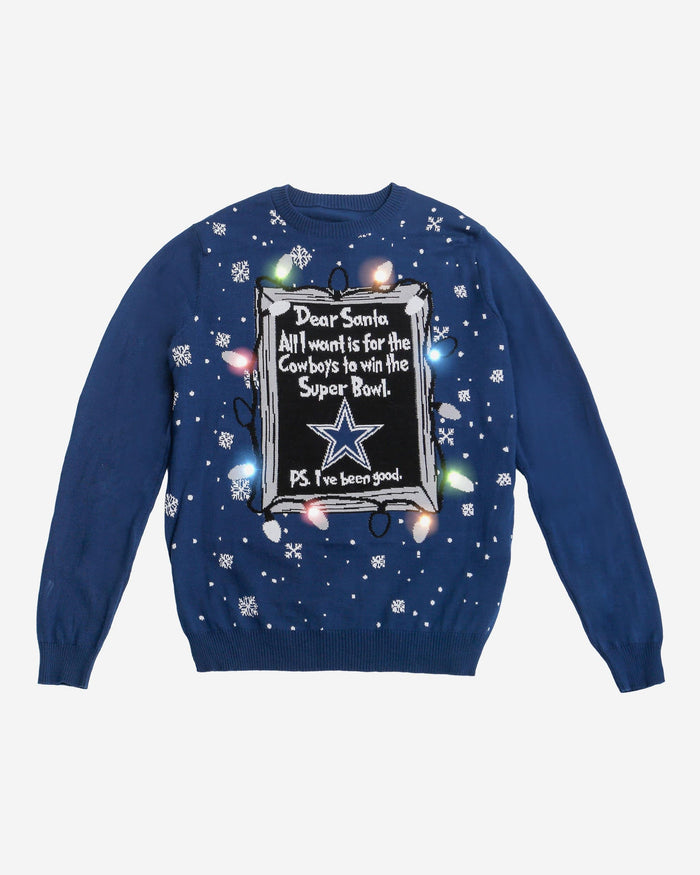 Dallas Cowboys Dear Santa Light Up Sweater FOCO - FOCO.com