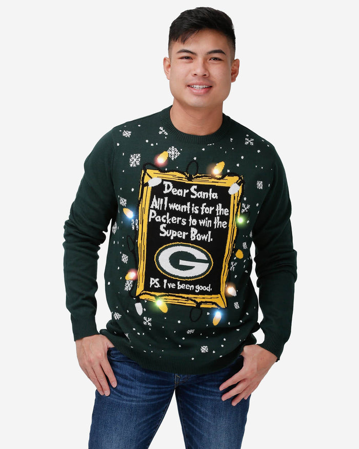 Green Bay Packers Dear Santa Light Up Sweater FOCO S - FOCO.com