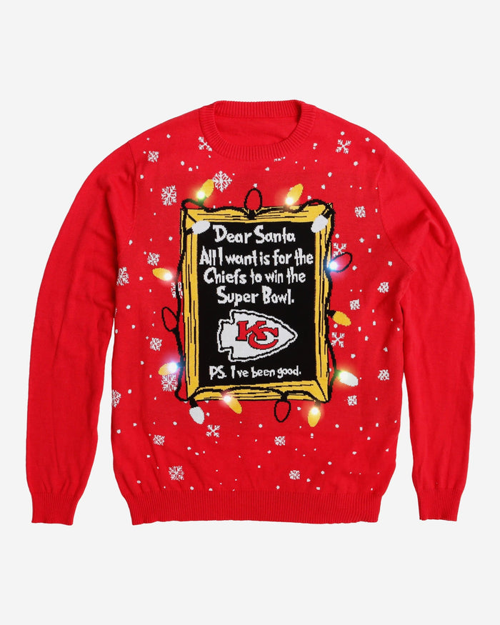 Kansas City Chiefs Dear Santa Light Up Sweater FOCO - FOCO.com