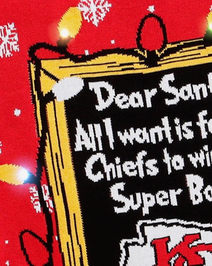 Kansas City Chiefs Dear Santa Light Up Sweater FOCO - FOCO.com