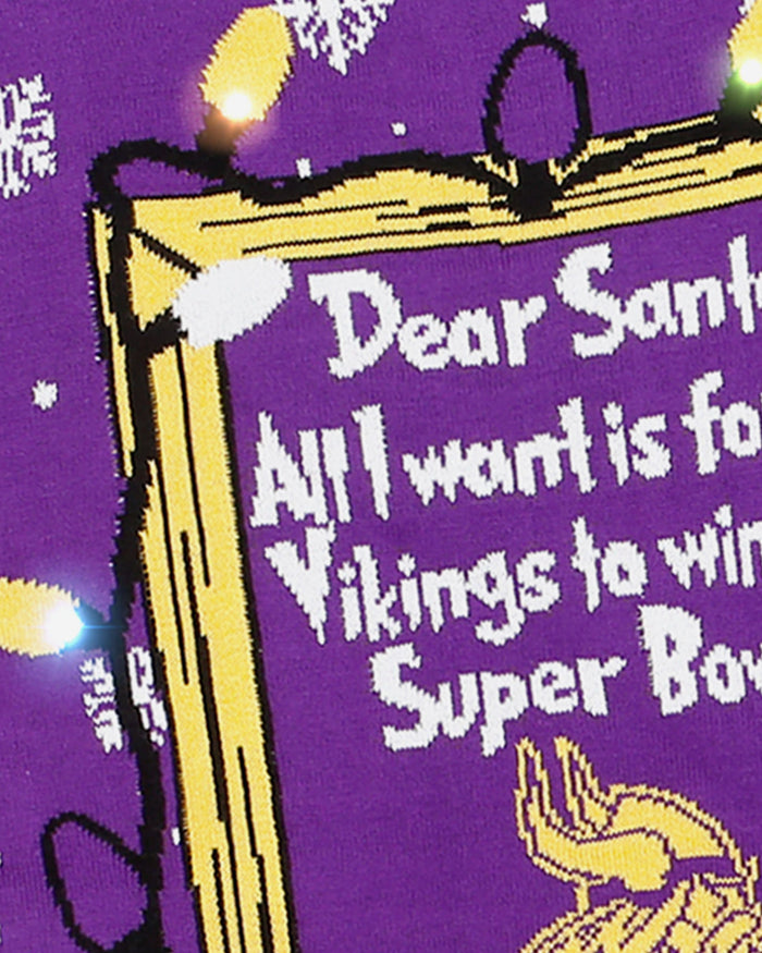 Minnesota Vikings Dear Santa Light Up Sweater FOCO - FOCO.com