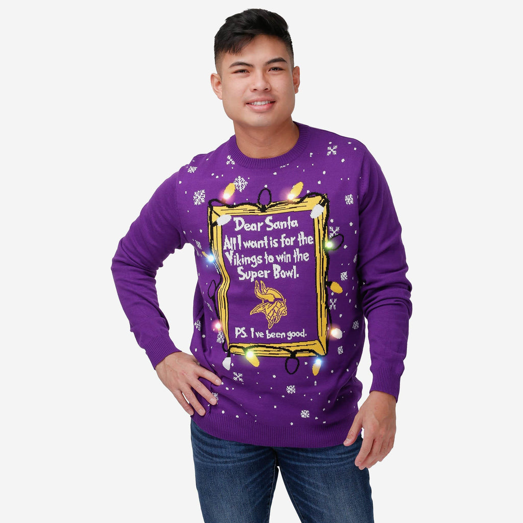 Minnesota Vikings Dear Santa Light Up Sweater FOCO S - FOCO.com