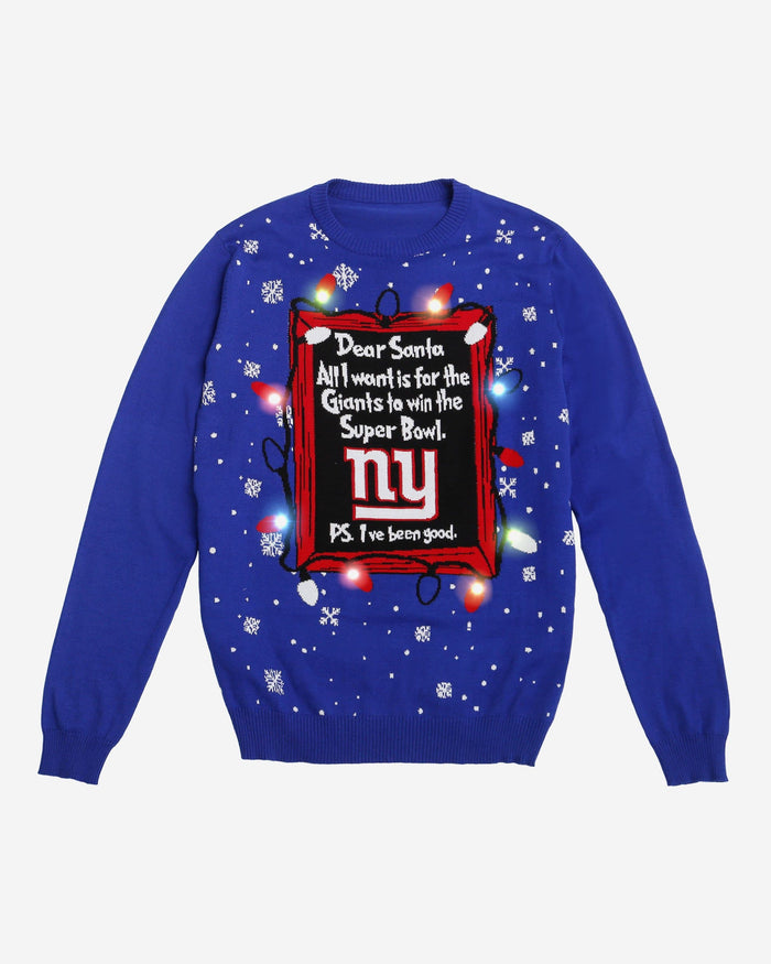 New York Giants Dear Santa Light Up Sweater FOCO - FOCO.com