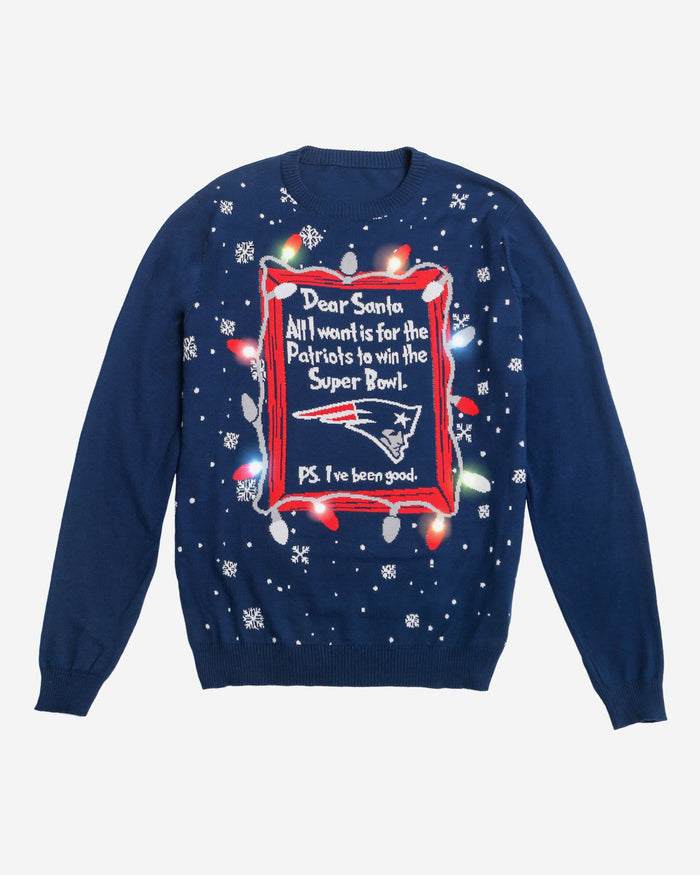 New England Patriots Dear Santa Light Up Sweater FOCO - FOCO.com