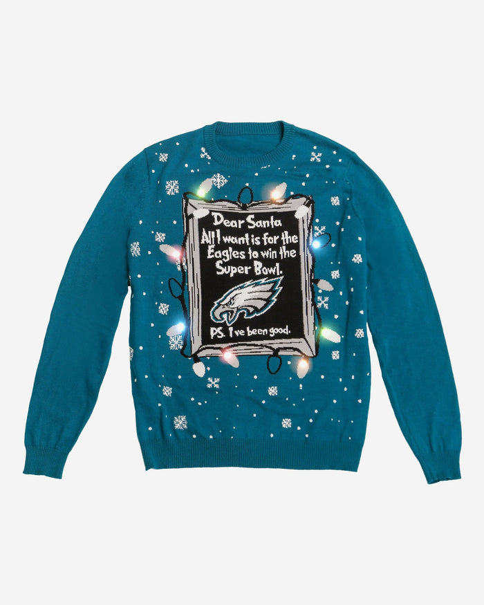 Philadelphia Eagles Dear Santa Light Up Sweater FOCO - FOCO.com