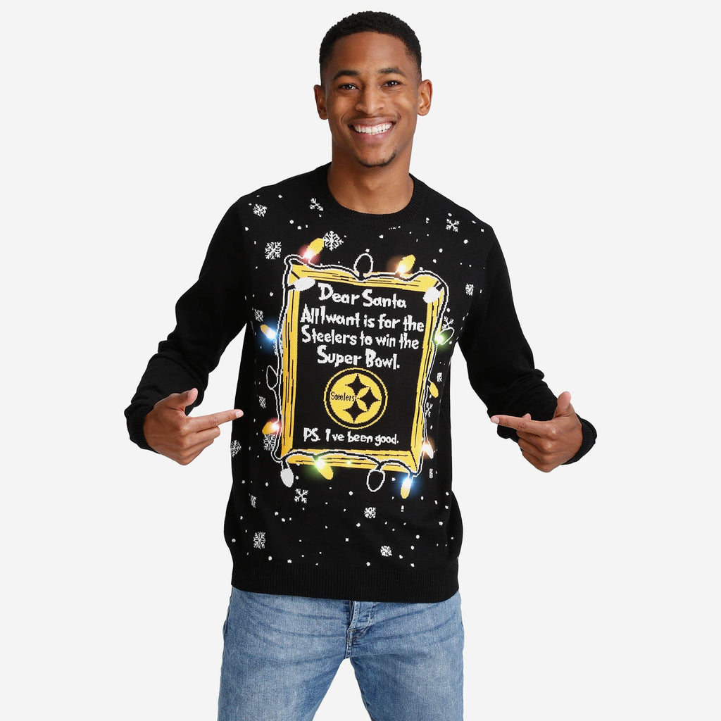 Pittsburgh Steelers Dear Santa Light Up Sweater FOCO S - FOCO.com