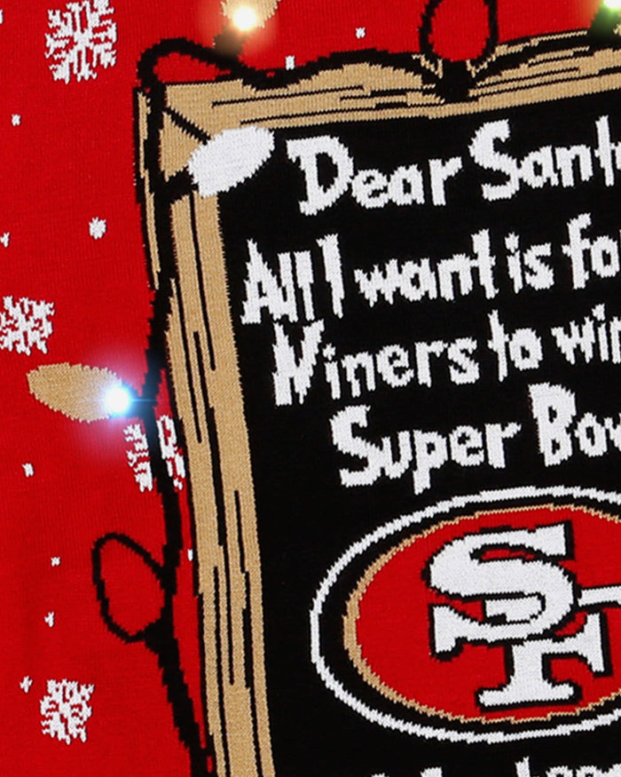 San Francisco 49ers Dear Santa Light Up Sweater FOCO - FOCO.com