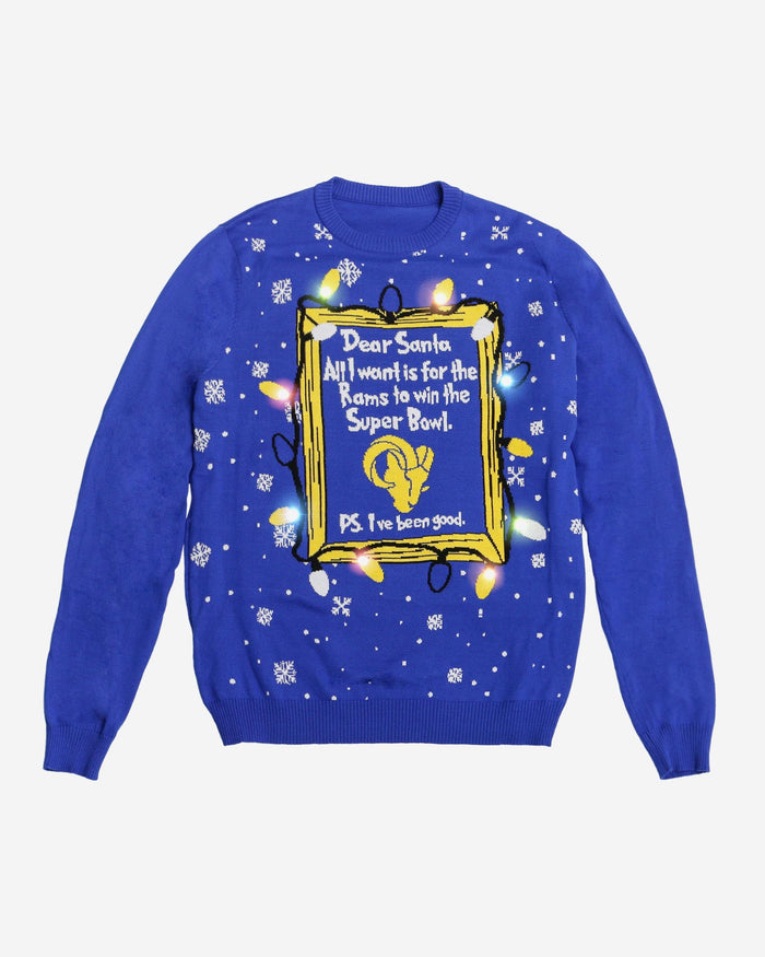 Los Angeles Rams Dear Santa Light Up Sweater FOCO - FOCO.com