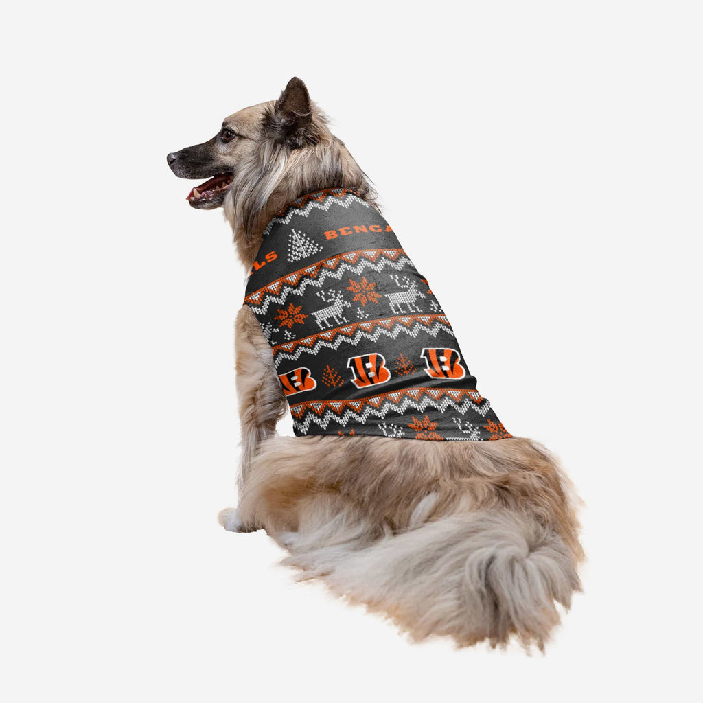 Cincinnati Bengals Dog Family Holiday Ugly Sweater FOCO XS - FOCO.com