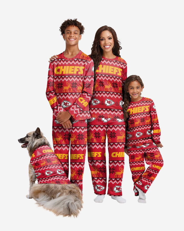 Kansas City Chiefs Dog Family Holiday Ugly Sweater FOCO - FOCO.com